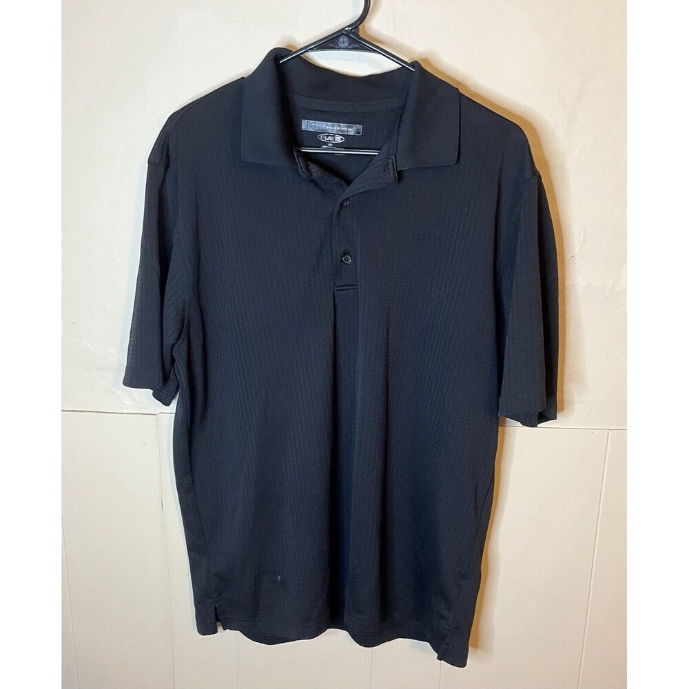 Greg Norman Play Dry Black Dri Fit Polo Shirt Men’s Large Stretch 100% Polyester